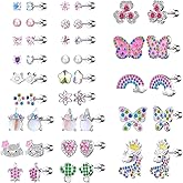 24 Pairs Stainless Steel Flat Back Earrings Set -Secure and Comfortable Screwback Earrings with Diverse Designs, Perfect for Multiple Piercings and Everyday Wear
