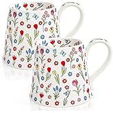 Covzoe 2 Pack Ceramic Coffee Mugs, 13 Oz Cute Flower Mug with Handle, Novelty Irregular Girly Tea Gift Cup for Women Motehr's Day Milk Espresso Latte Cocoa