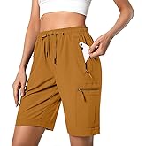 Hugut Women's Lightweight Hiking Cargo Shorts Quick Dry Athletic Shorts Camping Travel Golf Zipper Pockets Water Resistant