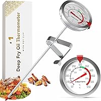 Candy Deep Fry Thermometer with Pot Clip 8" - Instant Read Food Thermometer | Mechanical Meat Thermometer for Grilling | Cand