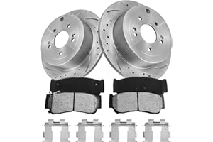 ANPULSERO FIWRILUVX Anpulsero Rear Automotive Replacement Brake Kit, Drilled and Slotted Brake Rotors Ceramic Brake Pads Compatible with Hyundai Santa Fe 2007-2009| Low Dust Noise Free-Brake Pads and Rotors Kit |(11.9in)