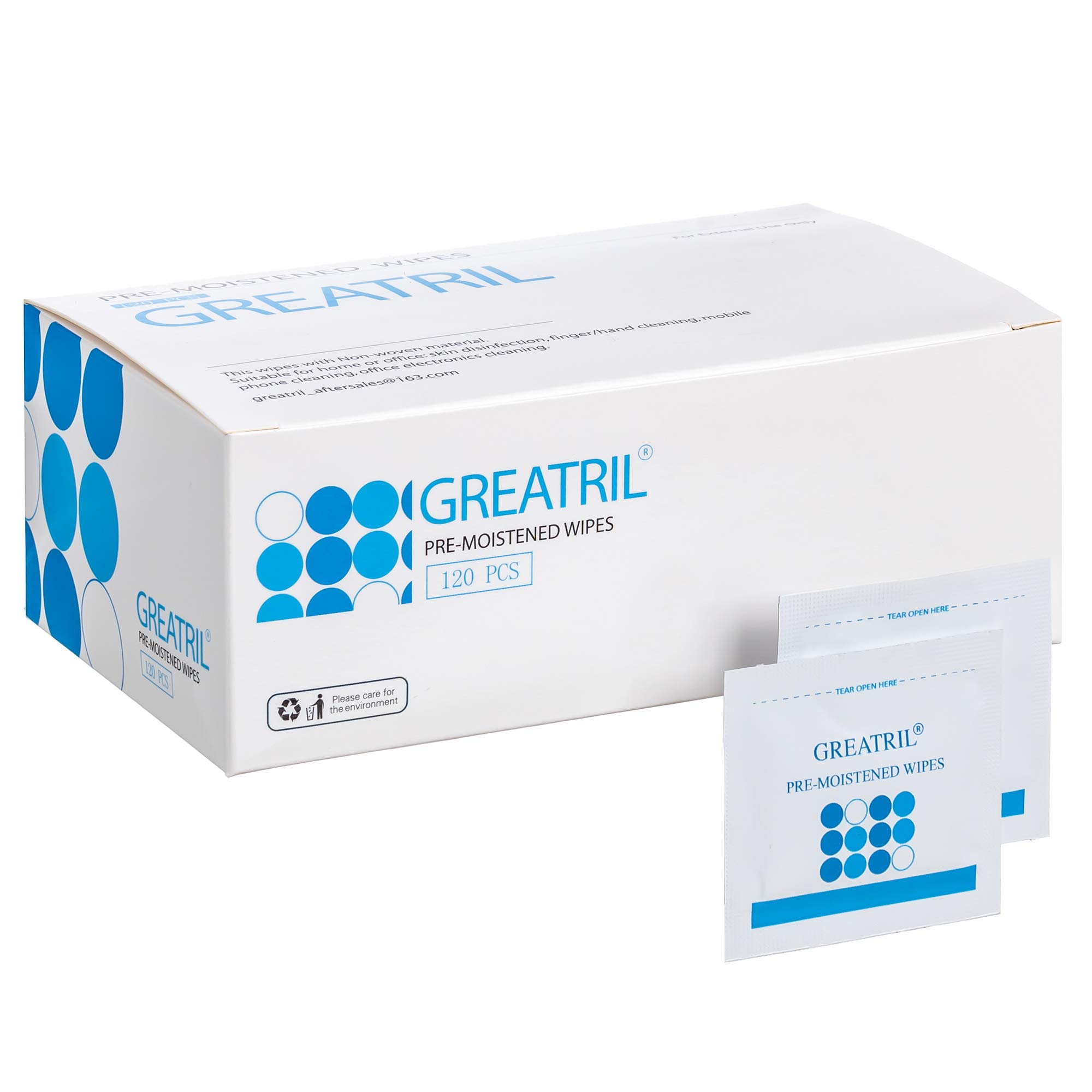 Spectacles Glasses Cleaning Wipes Pre-moistened - GREATRIL Lens Wipes for Glasses/Camera Lenses/Sunglasses/Goggles/Phone/Drone/Tablets/Laptop/Watch/Touch Screen (120)