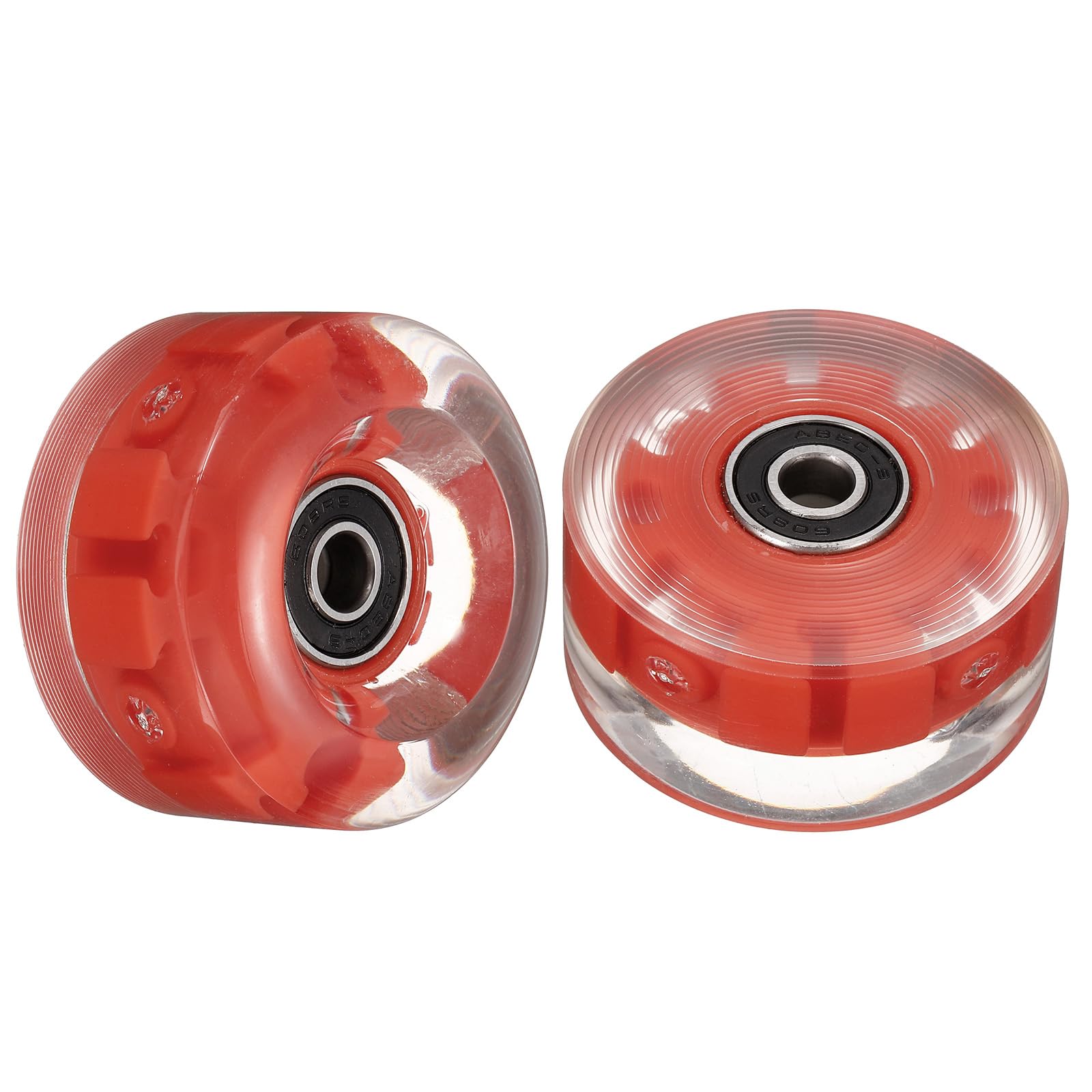 M METERXITY 2 Pack Skate Wheels - Light Up PU Wheels with Bearing, Apply to Double Row Roller Skating/Skateboard (Red Light)