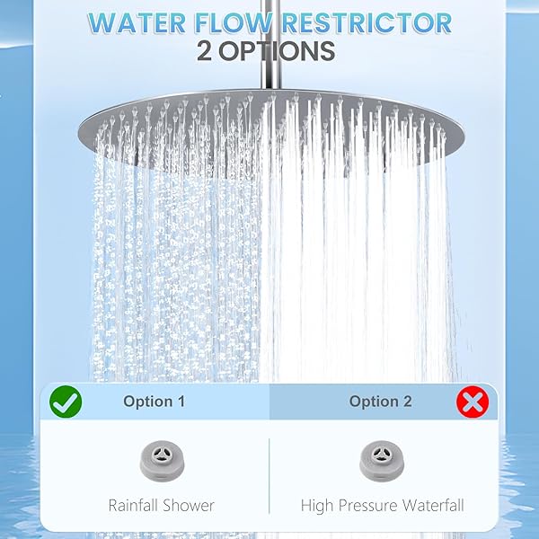 KINLIV 16 INCH ROUND RAINFALL SHOWER HEAD CHROME – ALL METAL STAINLESS STEEL 304, FULL BODY RAINFALL SHOWER WITH 230 SILICONE NOZZLES