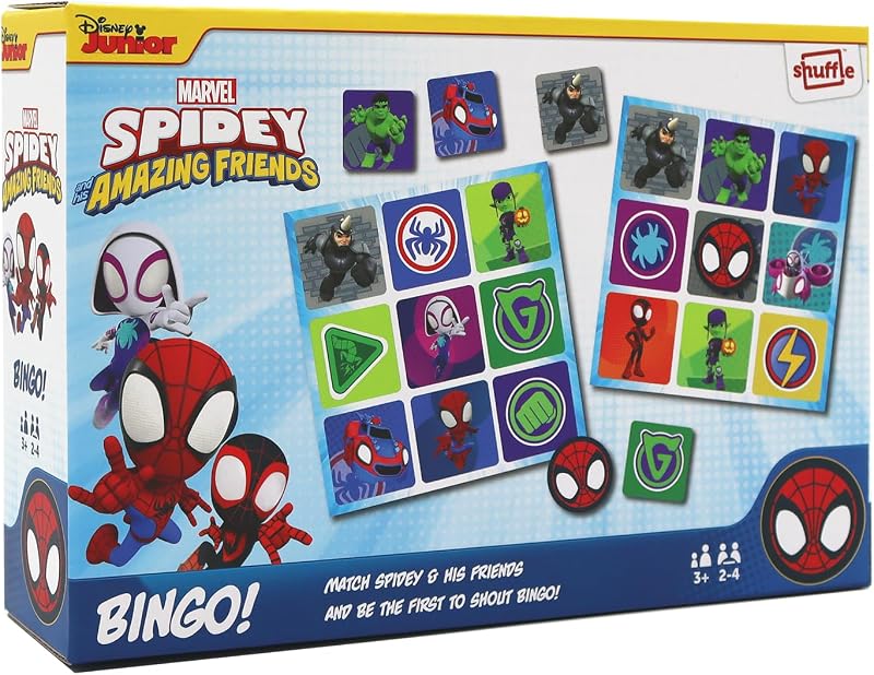 Shuffle Spidey and his Amazing Friends Bingo – 2-4 Players, Ages 3+, Marvel game