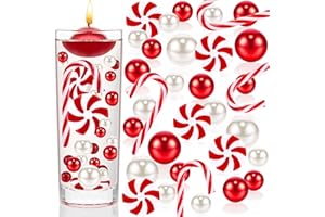MTLEE 106 Pieces Christmas Vase Filler Pearl for Vase Fillers Floating Candles Centerpiece Beads Vases Pearls Filler for Christmas Home Table Party Decor, Not Included Clear Beads (Classic Style)