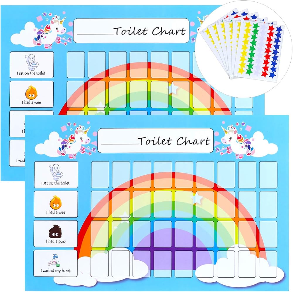 GWHOLE Potty Training Reward Chart 2 Pack Toddler Unicorn Stickers Wipe Clean