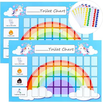 GWHOLE Potty Training Reward Chart 2 Pack Toddler Unicorn Stickers Wipe Clean