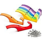 Toughook Heavy Duty Hooks for Hanging Coats, Jackets, Backpacks, Baseball Hats - Wall Mounted Rainbow Color Hangers for Kids, Perfect Hook for Classrooms, Bathroom Robes & Towels | MAX Hook 7-Pack