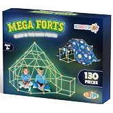 KiddyPlay Mega Forts - 130 Piece Fort Building Kit for Kids | Glow in the Dark DIY Fort Making Kit - Build a Fort Building Kit - STEM Building Toys For Kids
