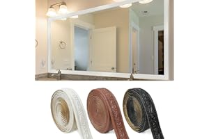 WADILE 180" x 1.57" 3D Wall Edging Self Adhesive, Pattern Molding Peel and Stick Wallpaper Border, Flexible Wall Base Moulding Trim Mirror Border Wall Lines White, 2PC