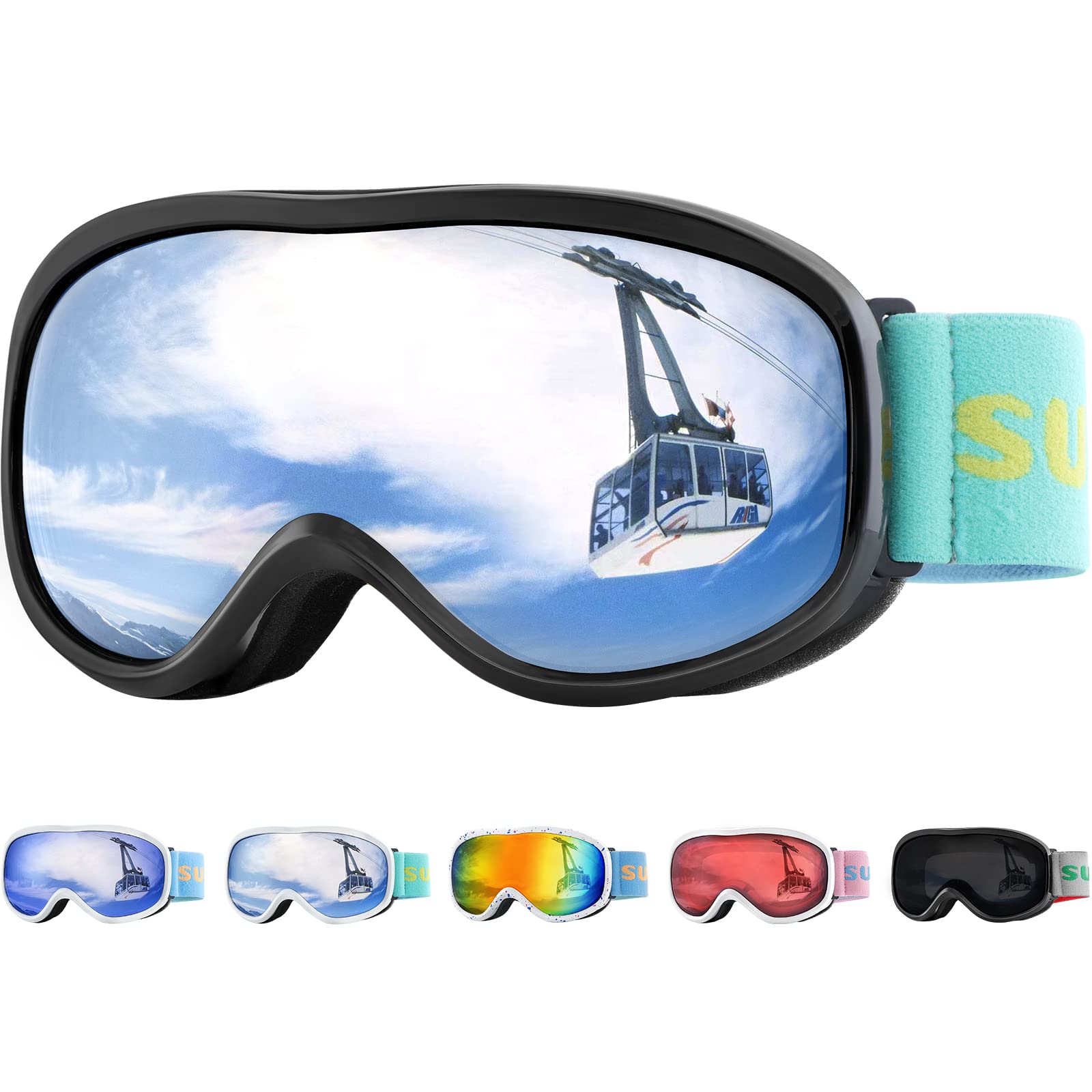 Supertrip Kids Ski Goggles, Anti-Fog Kids Skiing Goggles, Snow Snowboard Goggles for Boys Grils Youth Age 5-15