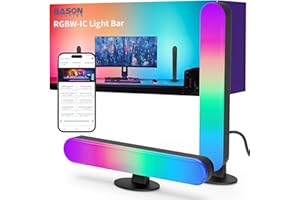 BASON LIGHTING Smart Light Bars, RGB-ICW Smart Led Lights with Music Sync, Bluetooth RGB Desk Light, Gaming Lights for PC, TV, Mood Lighting, USB Powered for Room Decoration.