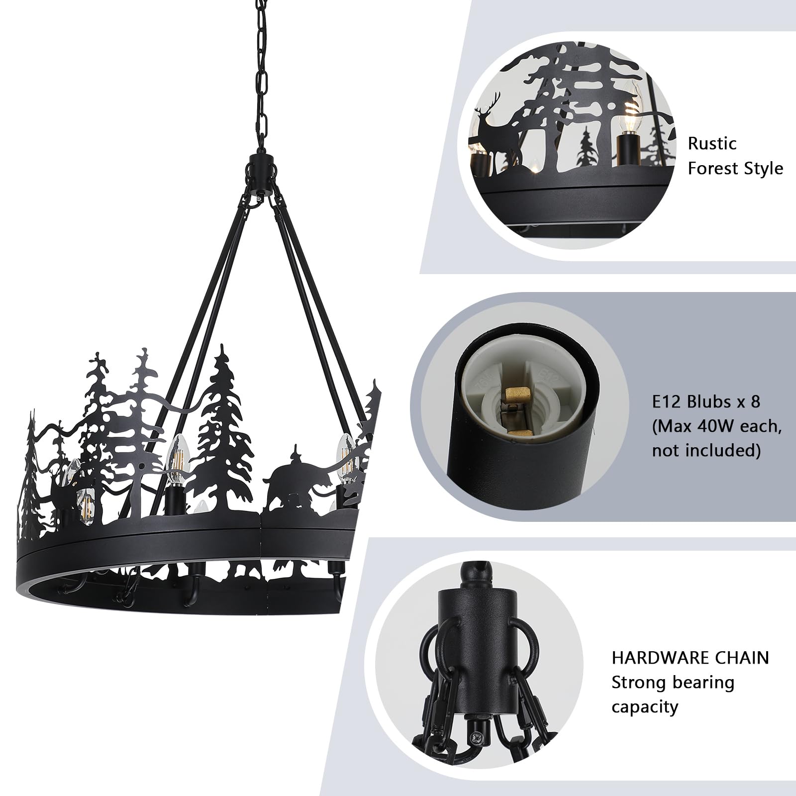 Bicrink Rustic Chandeliers for Dining Room 8-Lights 30