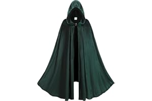 SightYoung Renaissance Cloak for Women Men,Adult Medieval Cloak,Victorian Velvet Cape with Hood,Halloween Short Velvet Cape