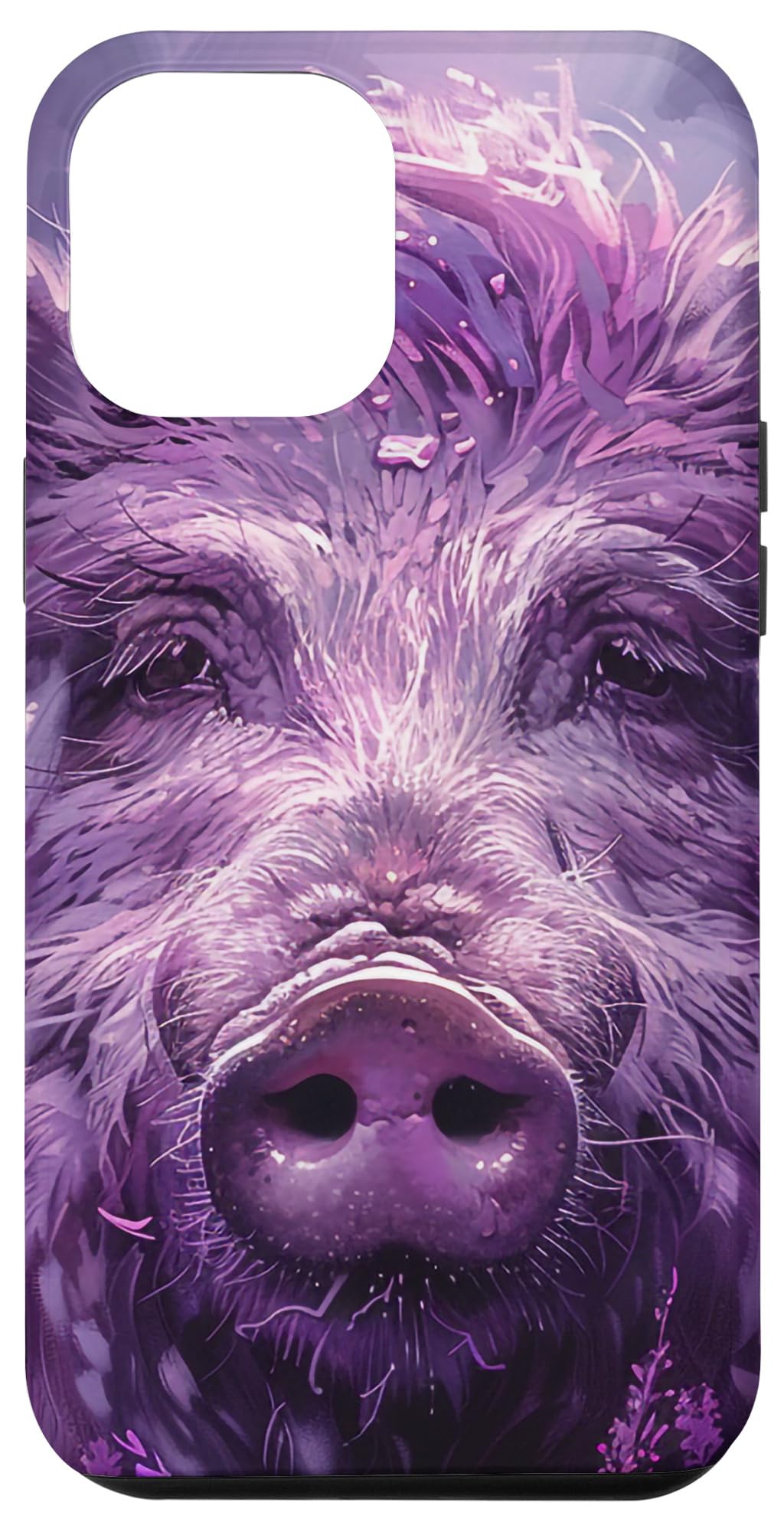 iPhone 14 Pro Max Wild Boar Lover Floral Van Gogh Style Lavender Case