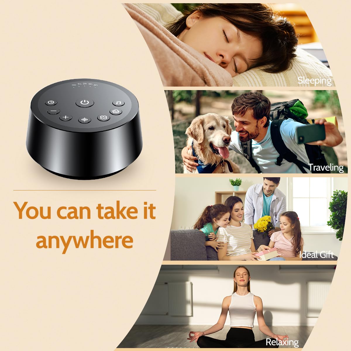 Color Noise Sound Machines with 25 Soothing Sounds Sleep White Noise Machine 32 Volume Levels 5 Timers and 4 Sound Categories and Memory Function for Home Office and Travel