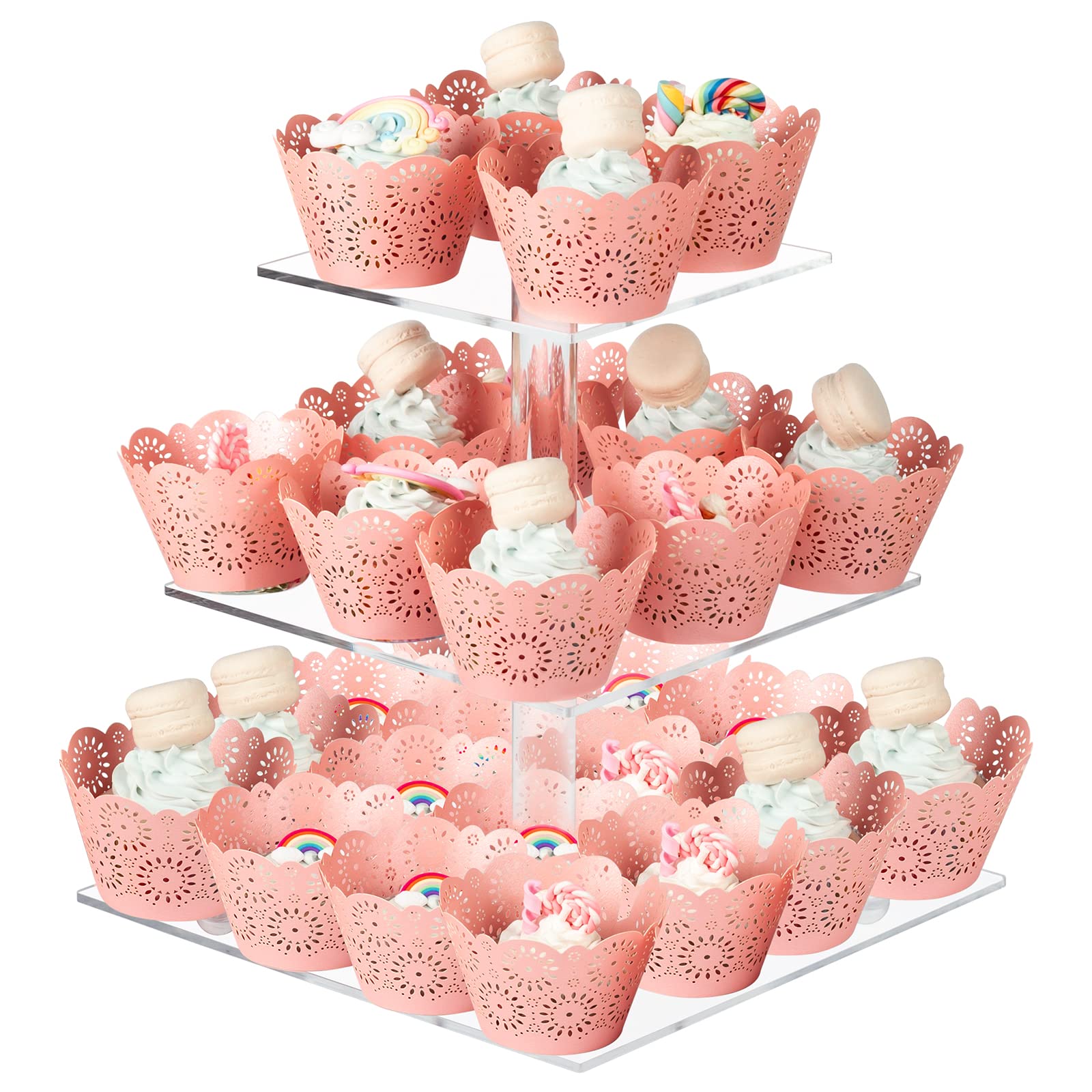 Boxalls Cupcake Stand, 3 Tier Square Acrylic