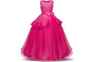 NNJXD Girl Sleeveless Embroidery Princess Pageant Dresses Kids Prom Ball Gown