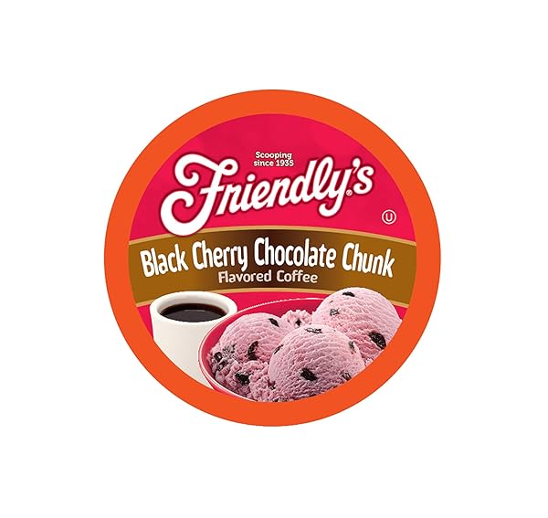 FRIENDLY’S COFFEE PODS, CHERRY CHOCOLATE ICE CREAM FLAVORED FOR KEURIG K CUP BREWERS, BLACK CHERRY CHOCOLATE CHUNK, 40 COUNT (PACK OF 1)