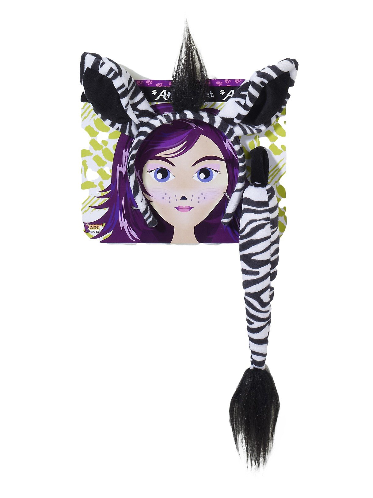 Forum Novelties Women's Playful Animals Zebra Costume Accessory Set, Zebra, One Size