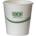 ECO PRODUCTS Compostable Disposable GreenStripe 10oz Coffee Cups, Case of 1000, White Single Wall Hot Paper Cup, Plant Based PLA Lining, Biodegradable
