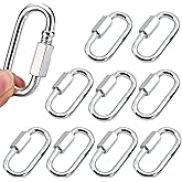 10 Pcs 1/4" Chain Hooks Quick Links,Screw Carabiner Chain Coupler, O Shape Locking Quick Chain Links for Outdoor Traveling Equipment and Hammock, Camping(M6)