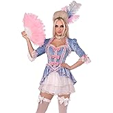 Marie Antoinette Costume, Includes Ruffle Trimmed Velvet and Lace Dress With Bow Accents and Shrug