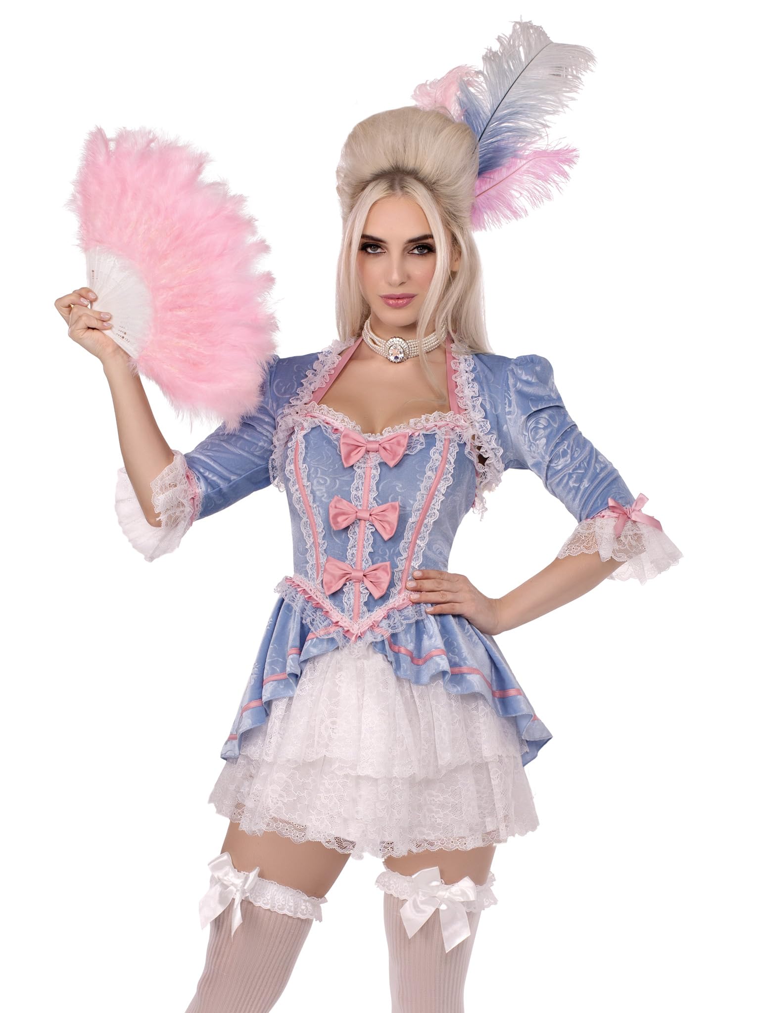Photo 1 of Leg Avenue Women’s 2 PC Marie Antoinette Costume Sexy Halloween Costumes for Women Velvet Marie Antoinette Dress with Bow Accents and Matching Shrug, Multicolor, Large