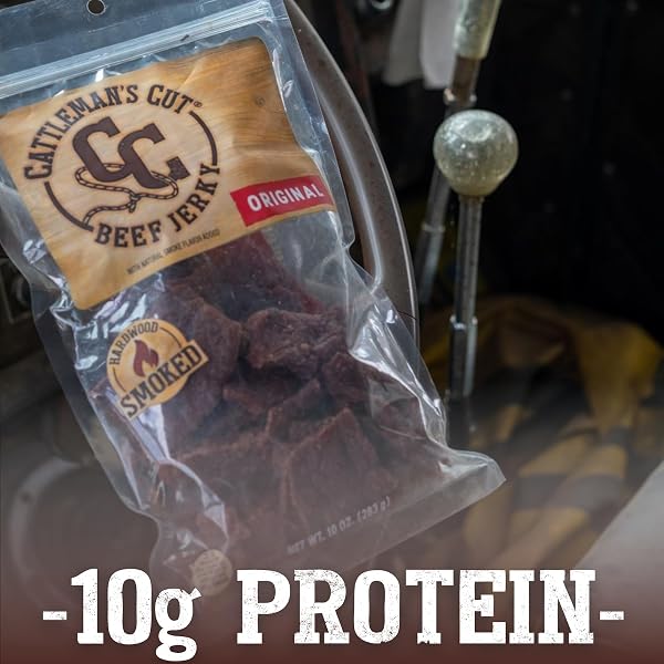 CATTLEMAN’S CUT ORIGINAL BEEF JERKY, PREMIUM MARINATED STEAK HIGH PROTEIN MEAT SNACKS, KETO FRIENDLY, GLUTEN FREE, CARNIVORE TRAVEL SNACK, RESEALABLE BAG, 10 OUNCES