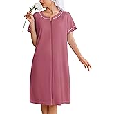 Ekouaer Women Zipper Robe Short Waffle Knit Bathrobe Lightweight Housecoat Soft Knee Length Loungewear with Pockets Purple Gray Red, S