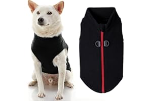 Gooby Zip Up Fleece Dog Sweater - Black, Large - Warm Pullover Fleece Step-in Dog Jacket with Dual D Ring Leash - Winter Small Dog Sweater - Dog Clothes for Small Dogs Boy and Medium Dogs