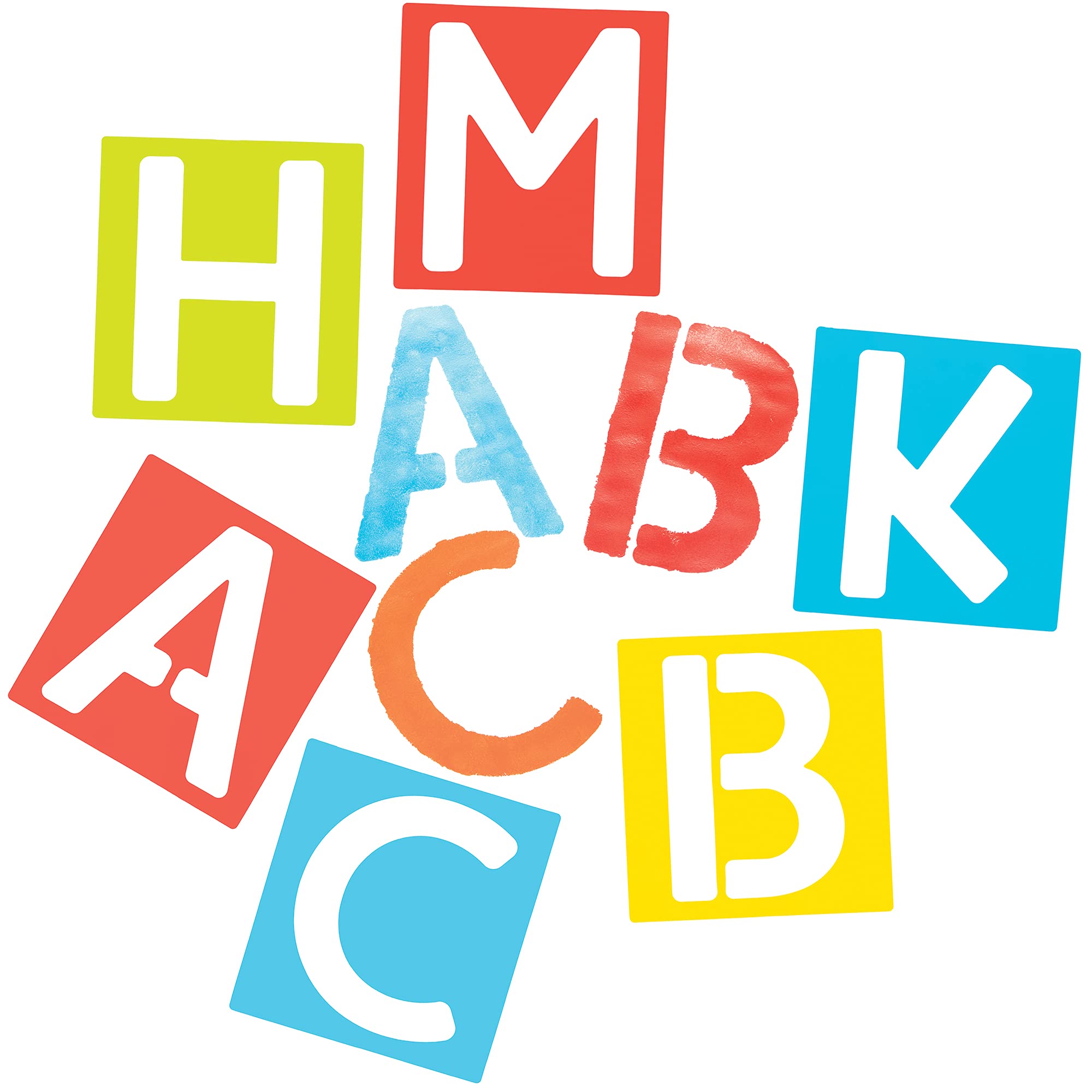 Baker Ross FE815 Alphabet Stencils - Pack of 30, Educational Craft Sets for Children, Washable Stencils for Kids to Decorate Cards, Pictures, Painting and Printing Projects