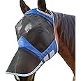 Harrison Howard CareMaster Pro Luminous Horse Fly Mask Large Eye Space Full Face Standard with Nose No Ears Aquamarine S Pony