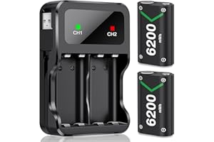 DXKK for Xbox Controller Battery Pack, 2x6200mWh Rechargeable Battery Pack for Xbox Series X|S/One/Elite Controllers – 30Hrs Playtime, Fast Charging & Overheat Protection