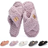 GOEWY Fuzzy Open Toe Slippers for Women Indoor and Outdoor with Memory Foam Cozy Cross Band Women's Slipper Cute Soft House Shoes Slip On Gifts for Womens Mom Her Ladies Bridesmaid