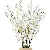 Artificial Orchids Silk Flowers,10 PCS (Each 37'') White Orchids Artificial Flowers Fake Orchid Long Stem Artificial Flowers Fake Silk Flowers for Indoor Outdoor Wedding Home Office Decoration(White)