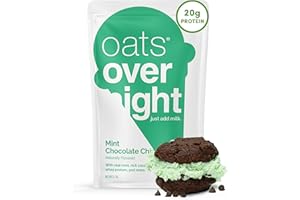 Oats Overnight Mint Chocolate Chip - Overnight Oats with 20g Protein, High Fiber Breakfast Protein Shake - Gluten Free Oatmeal, Non GMO High Protein Oatmeal (2.7 oz per meal) (8 Pack)