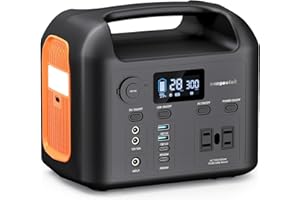 PANGOOTEK Portable Power Station, 600W (1200W Peak) 299Wh LiFePO4 Solar Generator Pure Sine Wave 110V AC Car Outlets PD 60W QC3.0 Backup Power Supply Bank for Camping, Blackout, CPAP