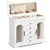 Miratino Jewelry Box for Women Girls, Wooden Jewelry Organizer Box with Mirror, 5 Layer Jewelry Storage Case Display for Necklaces Earrings Rings Bracelets Valentine's Day Gifts