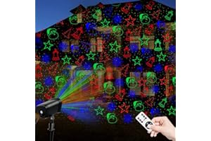YINUO CANDLE Christmas Laser Lights Outdoor, Christmas Projector Lights Outdoor with 9 Moving Red, Green, Blue Patterns, Remote Control, IP65 Waterproof for Outdoor Christmas, Decoration, New Year, Holiday
