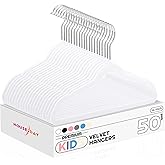 HOUSE DAY 14 Inch Kids Velvet Hangers 50 Pack, Durable Big Kids Hangers for Youth,Teen, Non Slip Kid Felt Hanger, Cute Childrens Hanger for Closet, White