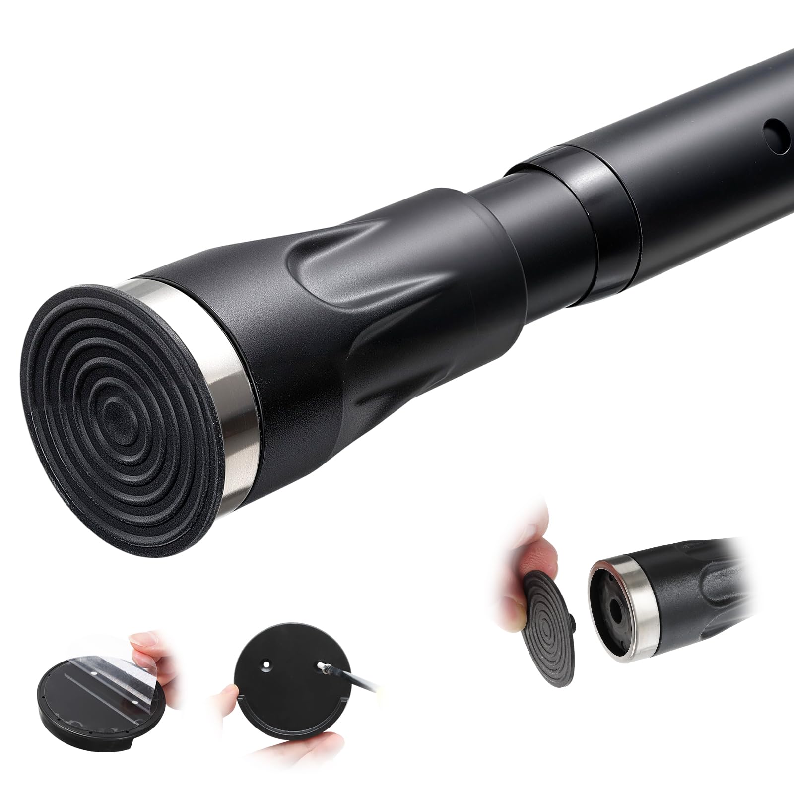 Photo 1 of Tension Curtain Rod, 42 to 115 inch Adjustable Heavy Duty black shower curtain rod for bathroom Closet Windows