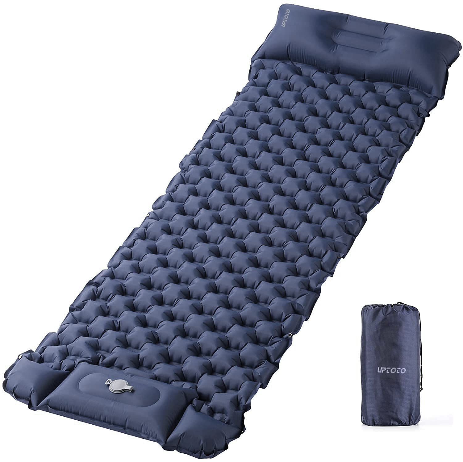 UPTOTO Inflatable Sleeping Mat Foot Pump Sleeping Pad Ultralight Camping Mat Portable Camping Mat for Camping, Hiking, Beach and Grass Trips(Blue)