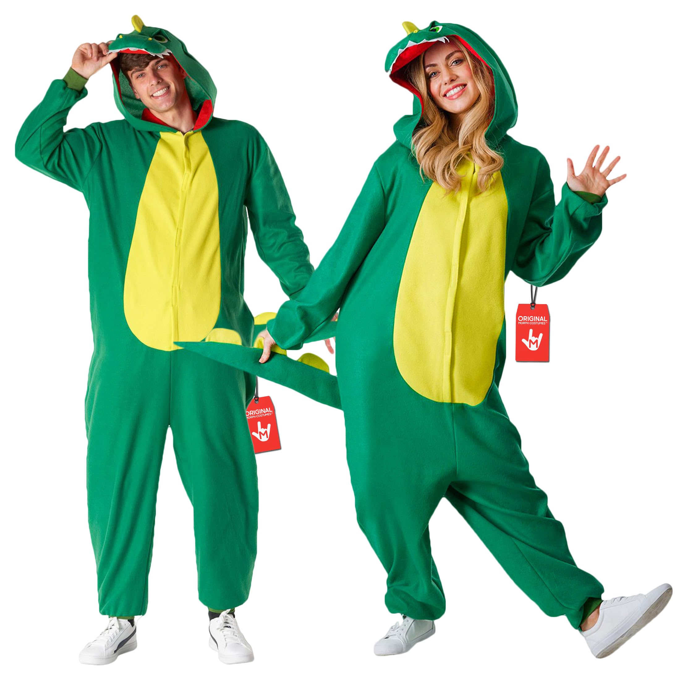 Morph Costumes Dinosaur Costume Adult Onesie for Men and Women Halloween Animal Pajama Outfit, X-Large