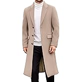 COOFANDY Mens Trench Coat Long Casual Single Brested Overcoat Winter Notched Collar Wool Blend Pea coat With Pockets
