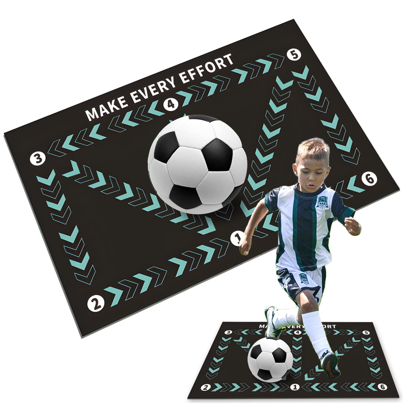 Hoquare Football Footstep Training Mat for Kids, Props Football Mastery Soccer Training Mat, Non Slip Dribble Ball Control Silent Auxiliary Equipment for Kids Adults(Without Ball) (Style 4)