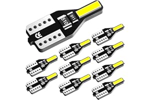 HOCOLO 10x T10 158 LED Bulb W5W 2825 168 192 194 T10 Wedge Light Bulbs 12V Cool White for Car Side Marker Lights Dome Map Door Courtesy License Plate 0.5W (10x T10 2-7020-SMD)