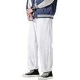 DOSLAVIDA Men's Work Jeans Casual Hip Hop Cargo Solid Color Loose Fit Straight Wide Leg Cotton Denim Pants with Zipper