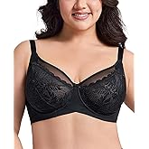Plusfreeee Women's Minimizer Bra Full Coverage Plus Size Bras for Women Lace Unlined Bra with Underwire for Heavy Breast